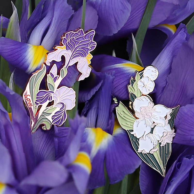 爱的使者-梵高鸢尾花胸针高档原创设计感小众礼物 - 胸针 - 其他金属 多色