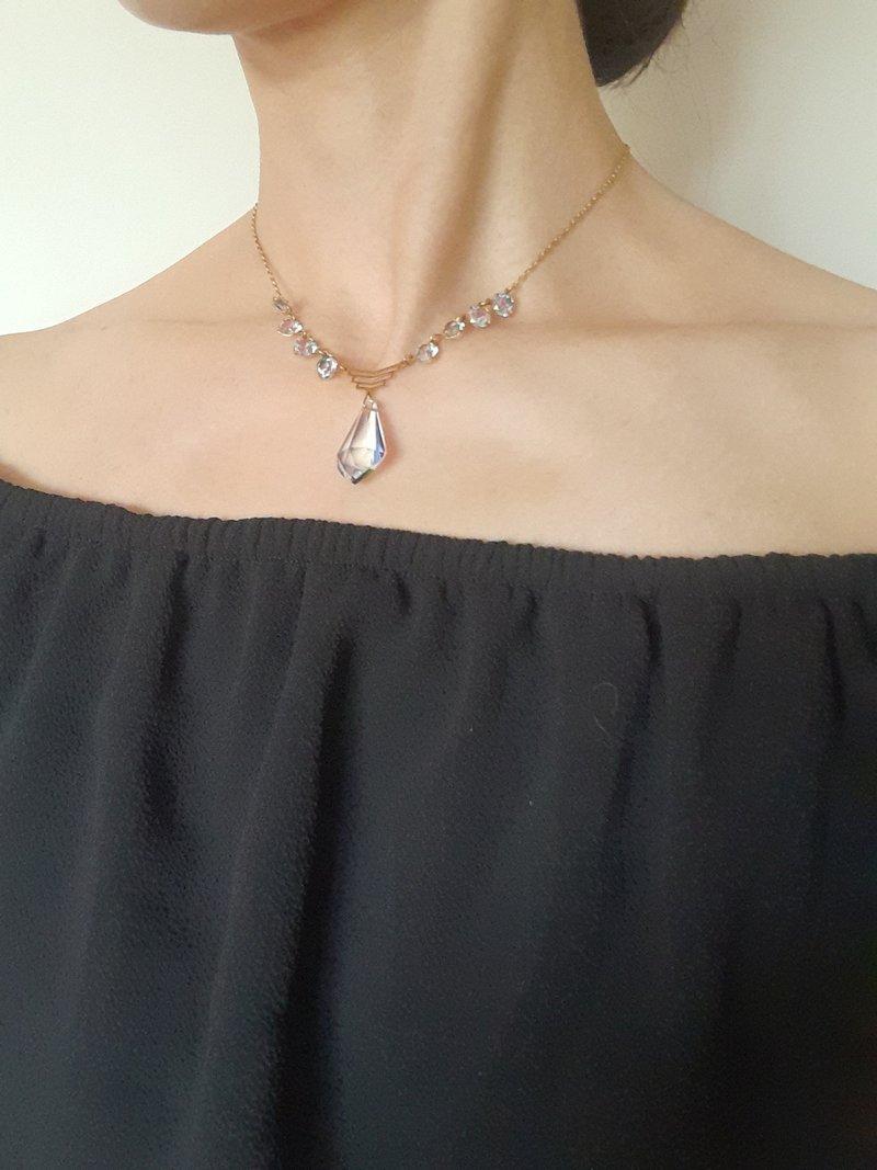 梦幻稀有1930/40s 捷克彩虹玻璃Art Deco黄铜项链 - 项链 - 玻璃 多色