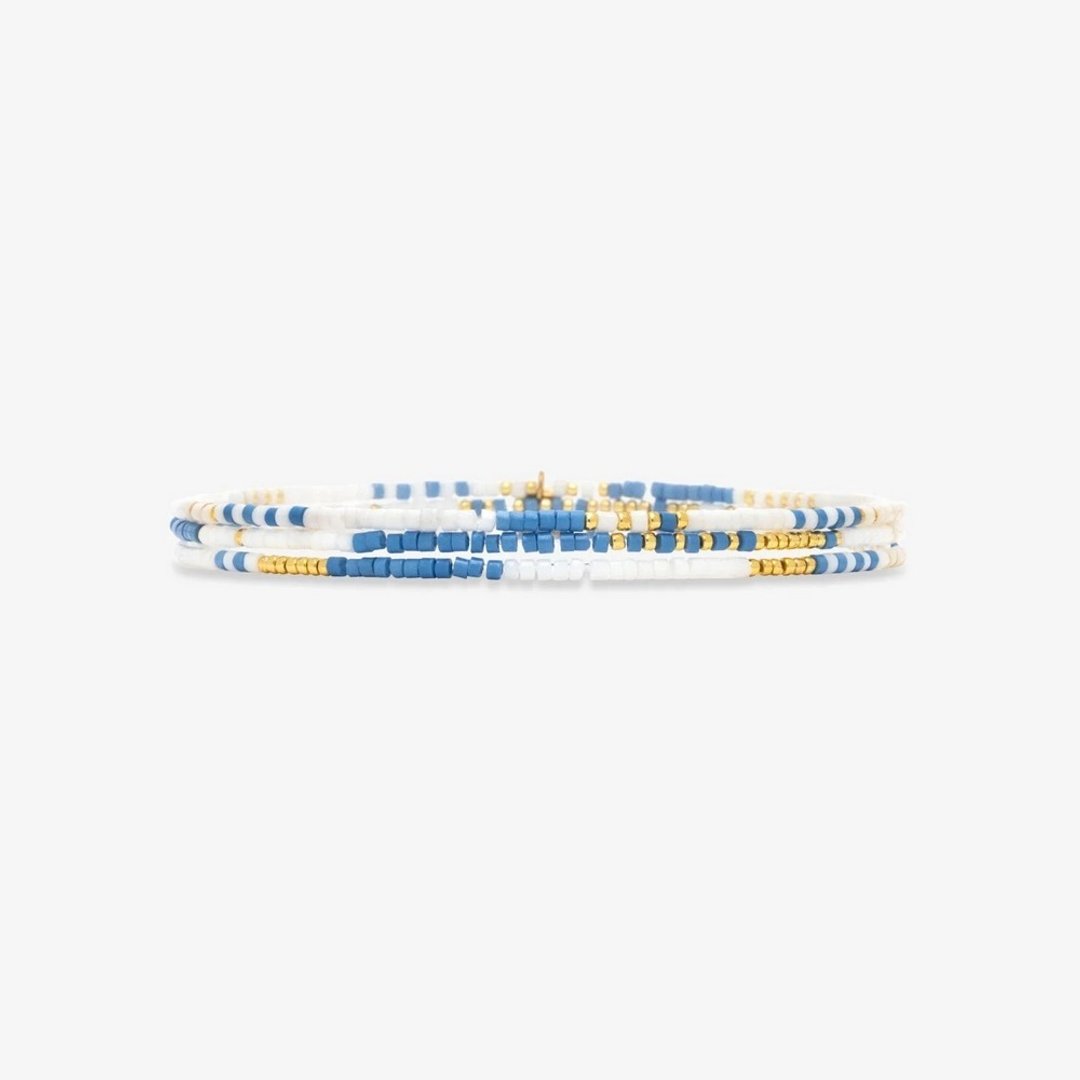 Pura Vida 美国手工 LIGHT BLUE & WHITE 浅蓝和白伸缩手链三件组 - 手链/手环 - 其他材质 蓝色