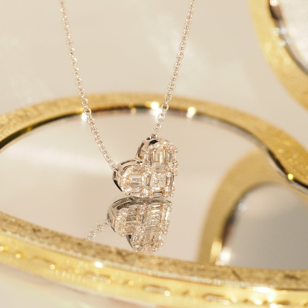 18K金钻石心形拼图项链18K Gold Diamond Heart Puzzle Necklace - 项链 - 贵金属 