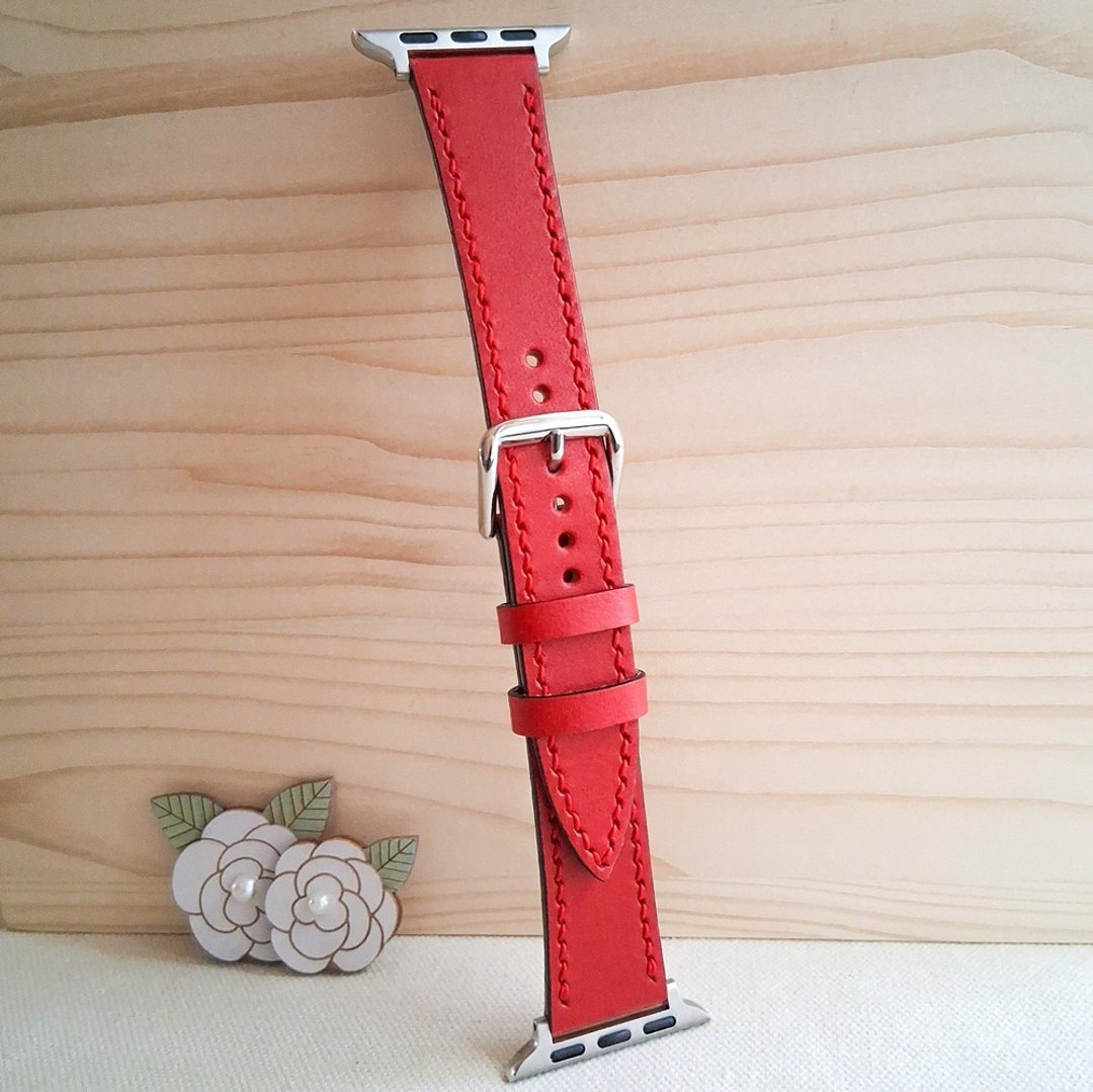 【腕间美学 - 定制 Apple Watch 表带】细款 - 高级皮革 - 8 种颜色 - 表带 - 真皮 