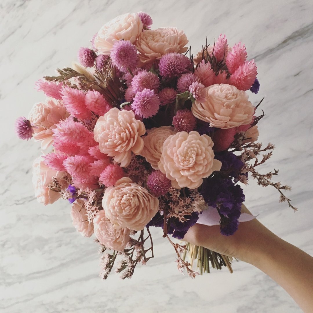 I Wedding collection I 我的小巴黎_恒星x干燥花捧花_婚礼/婚纱摄影(可定制) - 植栽/盆栽 - 植物．花 粉红色