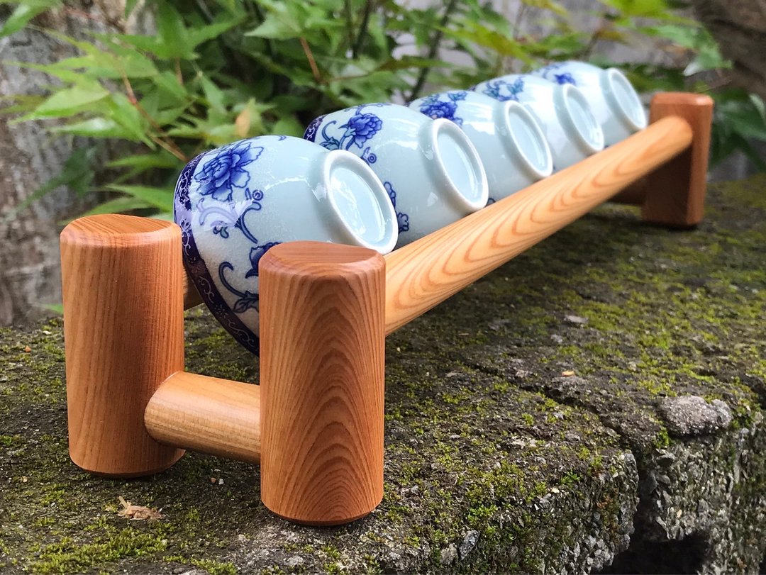 台湾桧木、缅甸花梨木泡茶杯架 - 收纳用品 - 木头 