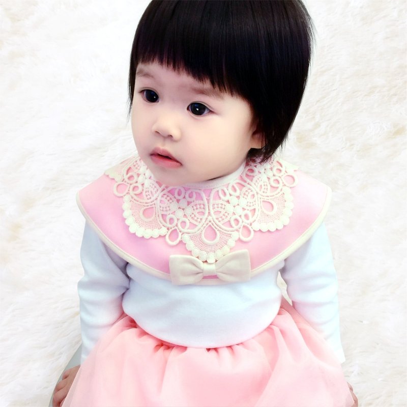 PUREST 芭比小公主的宝盒装扮 领片式蕾丝围兜/口水巾 (粉色) - 围嘴/口水巾 - 棉．麻 粉红色