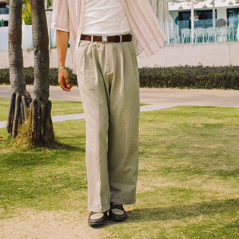 SOARIN英伦复古莱赛尔素面西装裤(252TF207) - 男士长裤 - 棉 卡其色