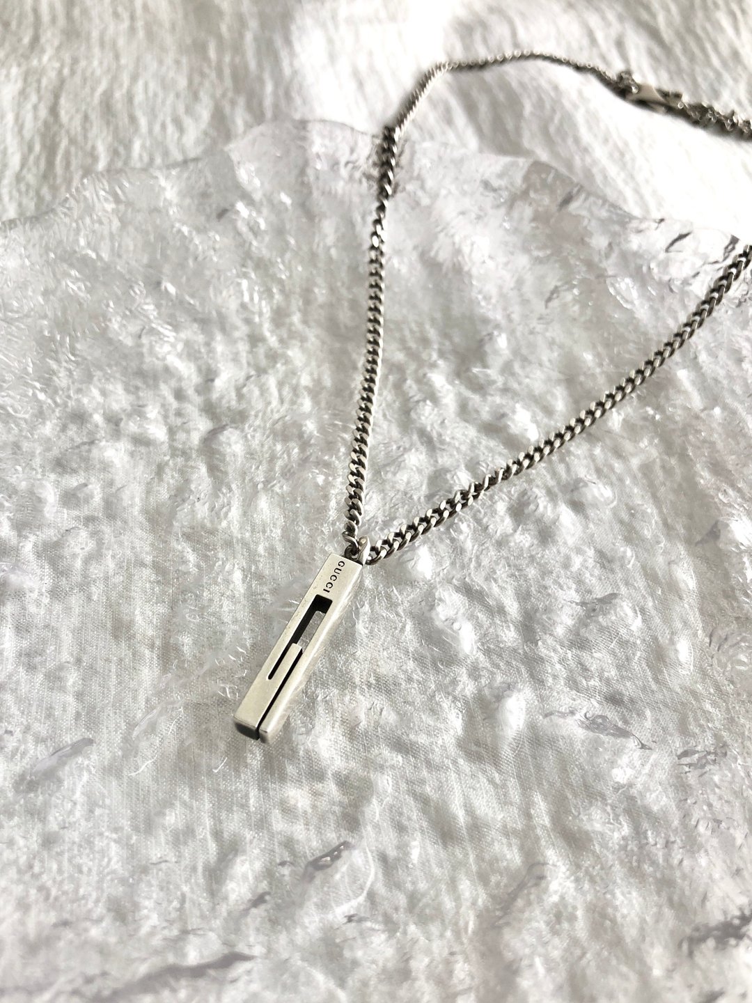 【日本直送 名牌中古包】GUCCI 古驰 项链 银色 Cutout G 925 vintage 古着 经典 psa3ea - 项链 - 纯银 银色