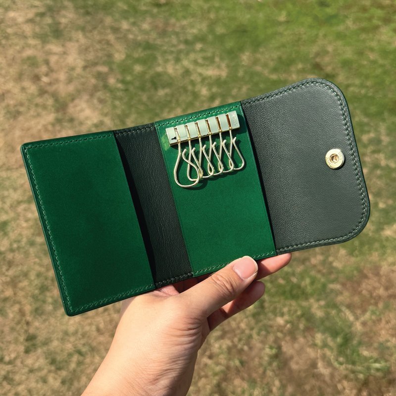 【钥匙/锁匙包】绿色植鞣牛皮/真皮钥匙套/瑞士高级五金 - 钥匙链/钥匙包 - 真皮 绿色