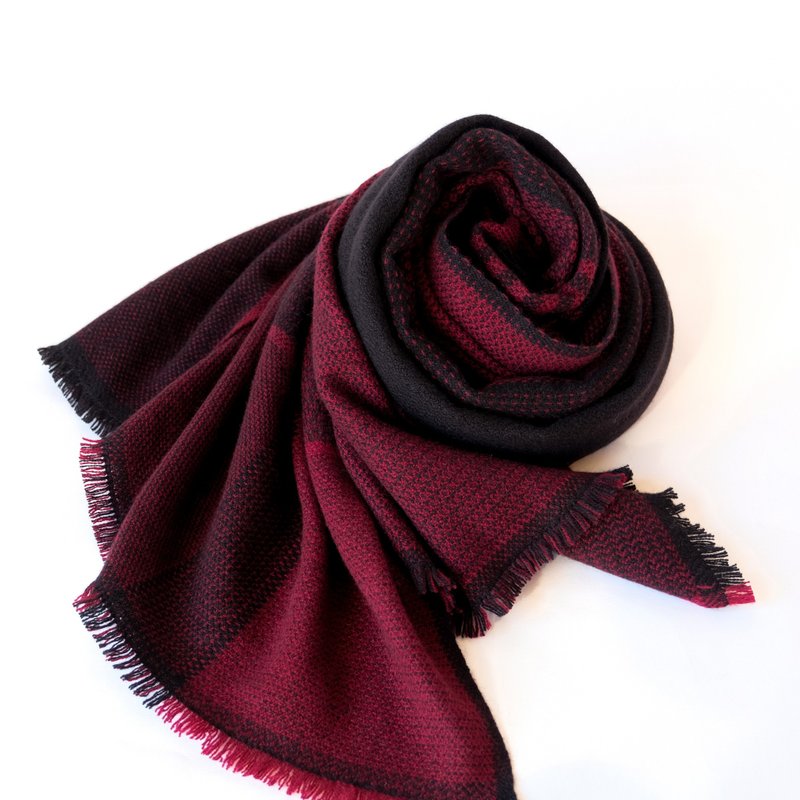 Cashmere 100% 手工编织喀什米尔披肩【纹华07】 - 围巾/披肩 - 其他材质 红色