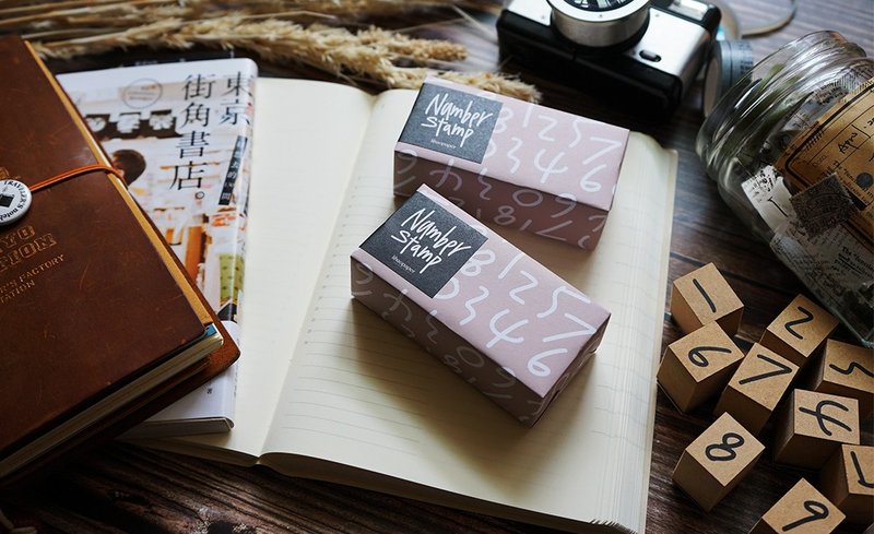Number Stamp手写数字印章 - 印章/印台 - 木头 卡其色