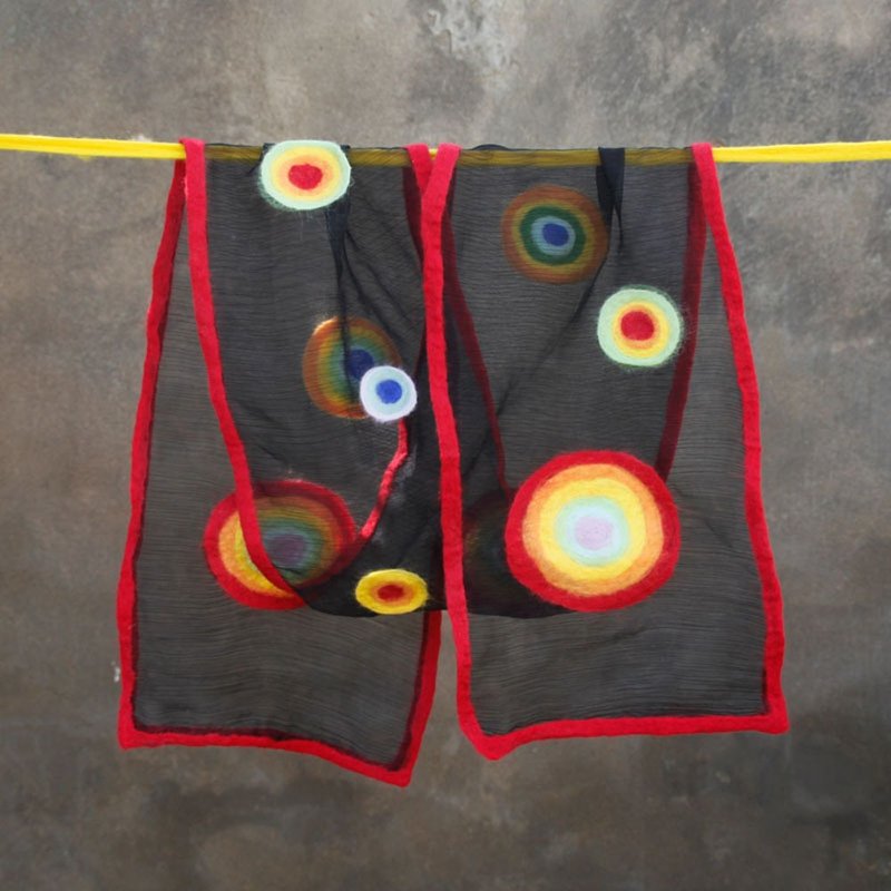 羊毛毡围巾 女装创意百搭披肩 2018年原创手工新品 - 丝巾 - 羊毛 黑色