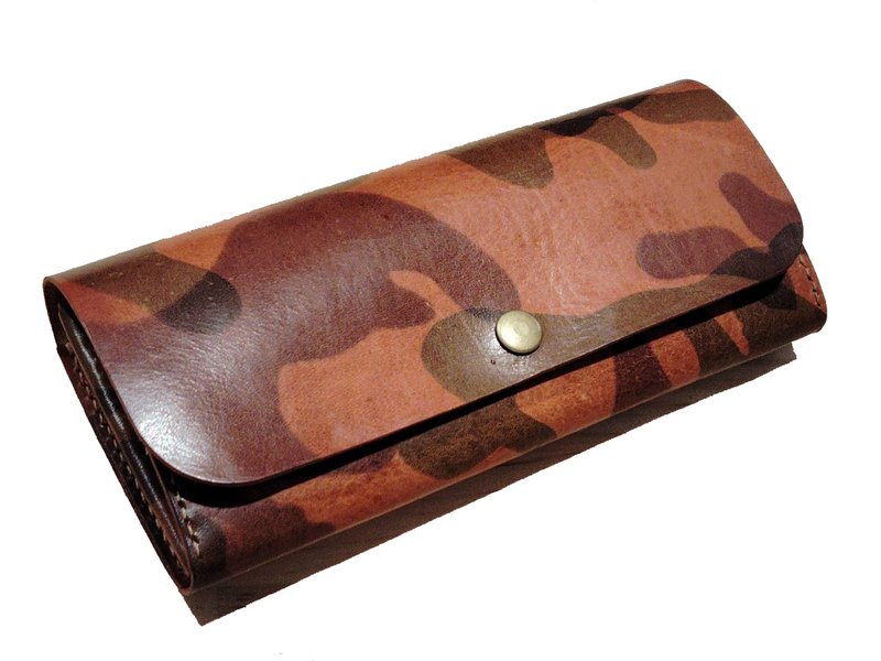 简约长夹~迷彩款 - 皮夹/钱包 - 真皮 咖啡色