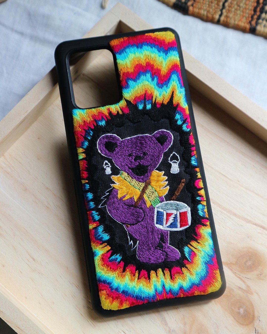 Psychedelic Grateful Dead Bear  **Customize Embroidery** - 手机壳/手机套 - 绣线 多色