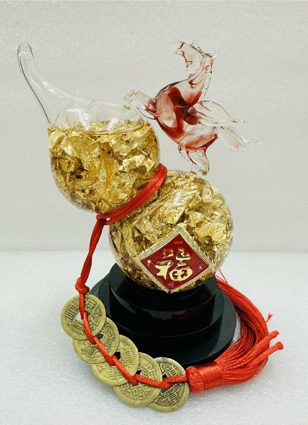 琉璃 生肖马 金箔 葫芦 福气 立马有福 - 摆饰 - 琉璃 