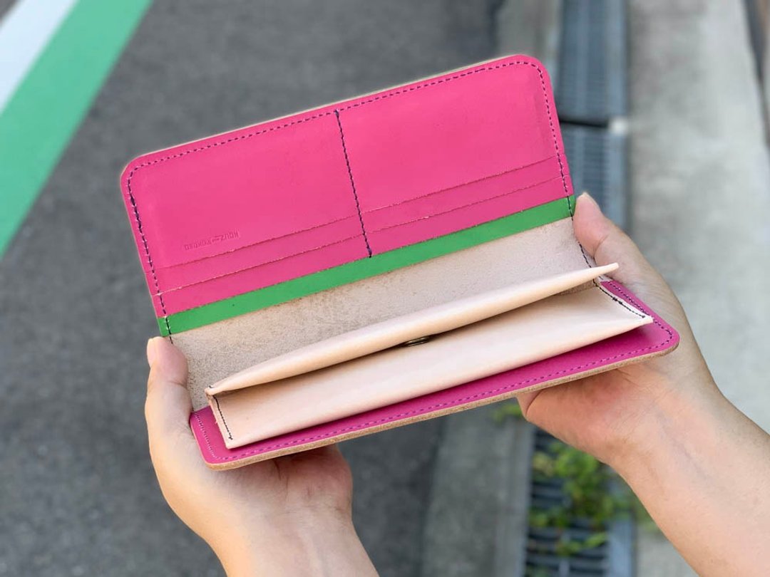 LONG After all I love pink long flat wallet Smooth touch LFW-PGPPW-N - 皮夹/钱包 - 真皮 粉红色