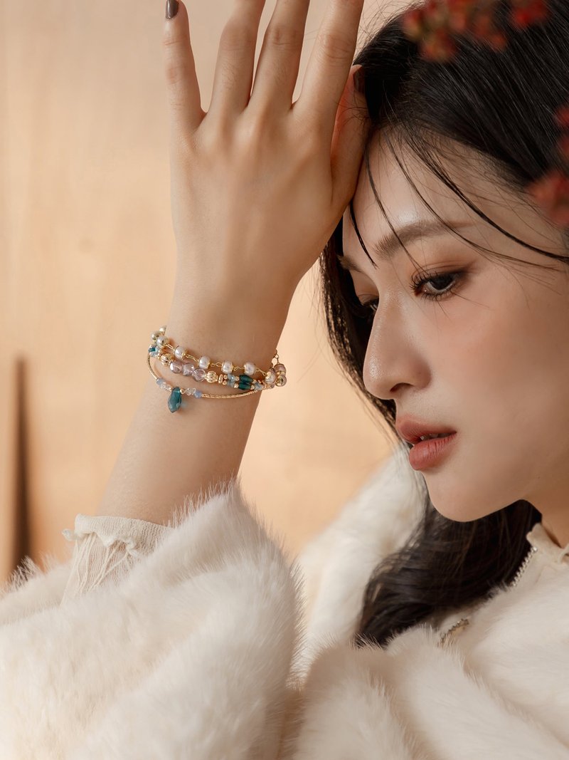 澜光漫漫。MUCHAT 手作 14KGP 透紫水晶珍珠手链 - 手链/手环 - 其他金属 金色