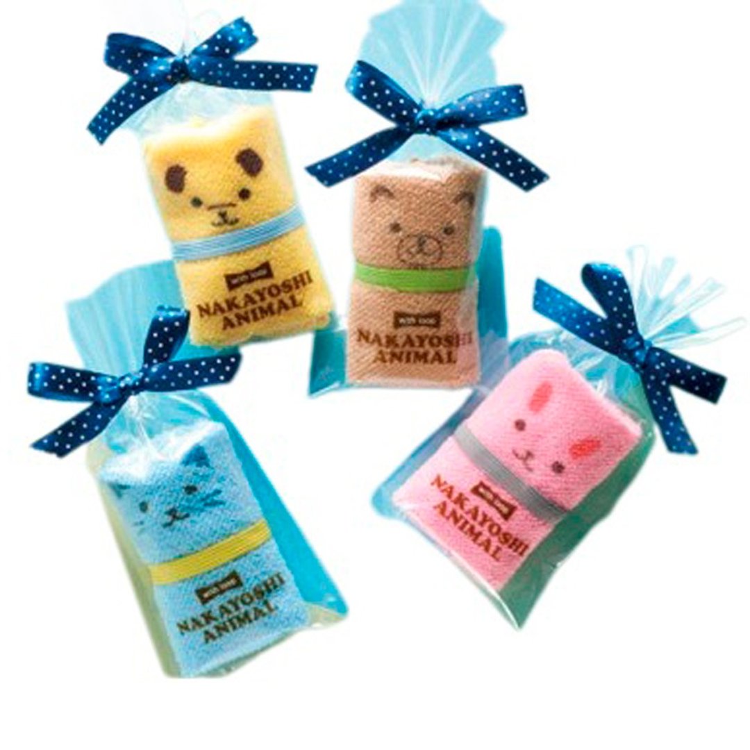 Animal handkerchief towel with loopMini Towel Handkerchief Set 4pcs - 毛巾浴巾 - 聚酯纤维 多色