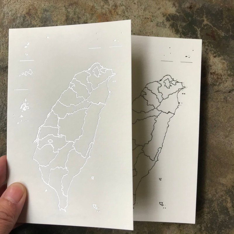 明信片-台湾地图-烫亮银 - 卡片/明信片 - 纸 银色