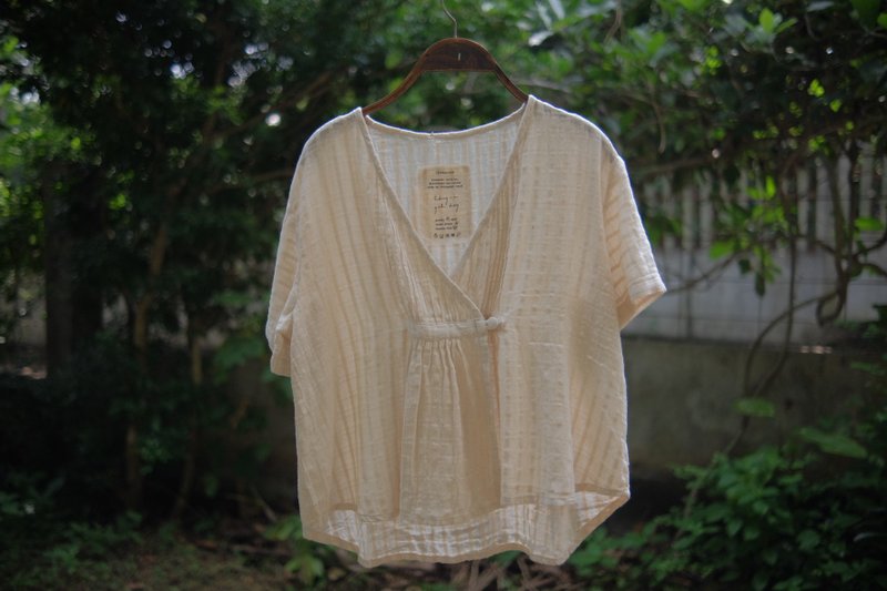 Oki Top | 特殊织纹棉 | 自然色系 - 女装上衣 - 棉．麻 白色