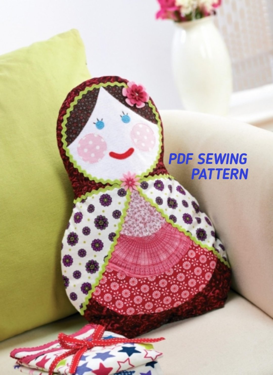 PDF Fabric Matryoshka Babushka Russian Doll Pyjama Case Sewing Pattern. - 编织/刺绣/羊毛毡/裁缝 - 棉．麻 多色