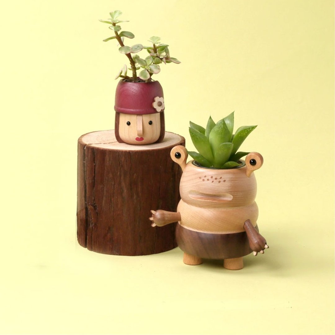 【蛙人】 造型盆栽罐 磁铁盆器 不含植物 | 1251017 莳光 - 植栽/盆栽 - 木头 