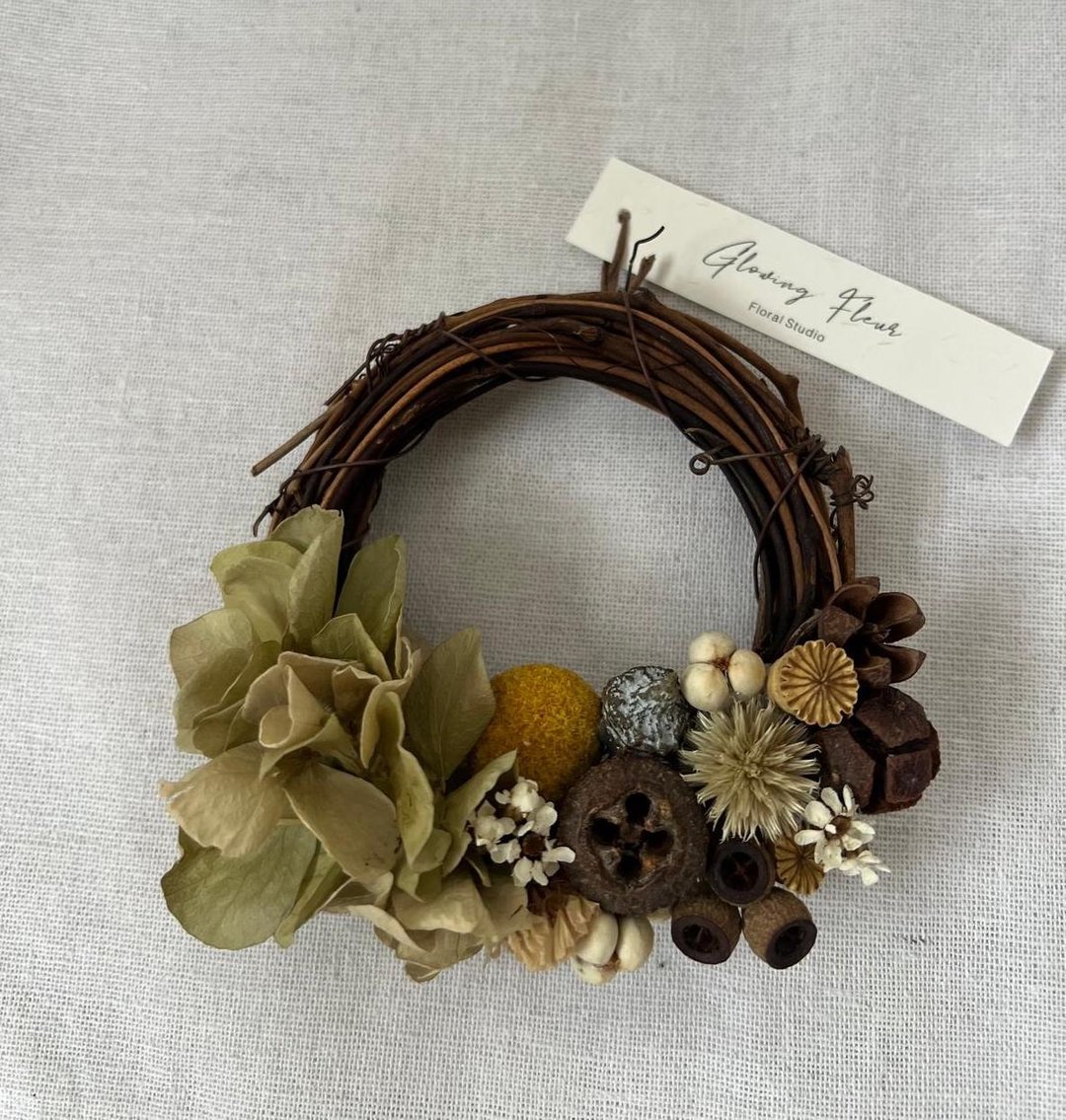 秋菓・干燥花果实小花圈 Autumn Fruit Mini Wreath - 干燥花/捧花 - 植物．花 