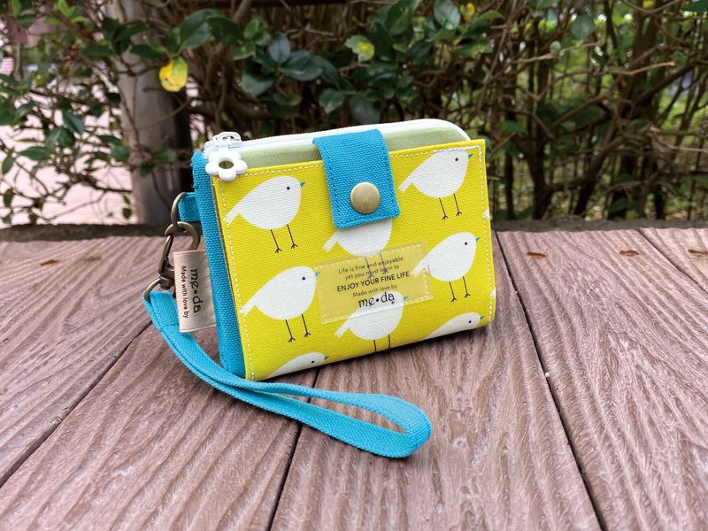 6 Coin 短夹 黄色小鸟 - 皮夹/钱包 - 棉．麻 黄色