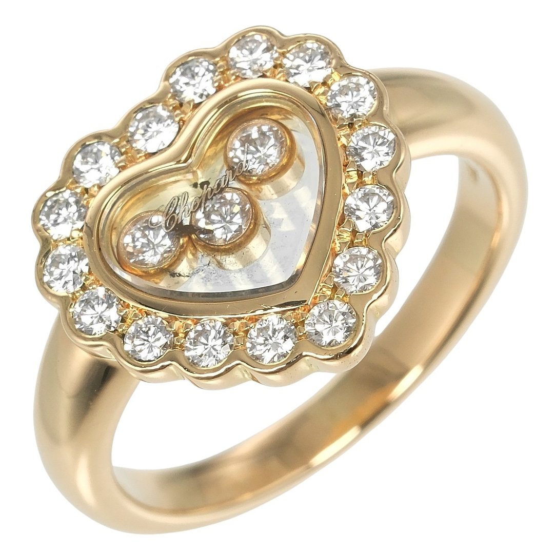 【日本直送】萧邦 戒指 Happy Diamonds 爱心 8号 指轮 K18YG 黄金 钻石 约7.25g【二手】A级 - 戒指 - 贵金属 金色