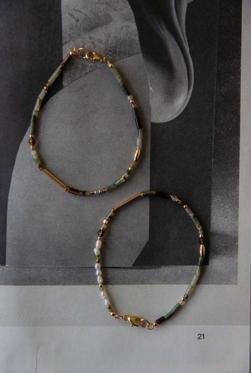 ORE - Dainty Bracelet – 水晶玛瑙珍珠版 – 五色注金细手链 - 手链/手环 - 半宝石 多色