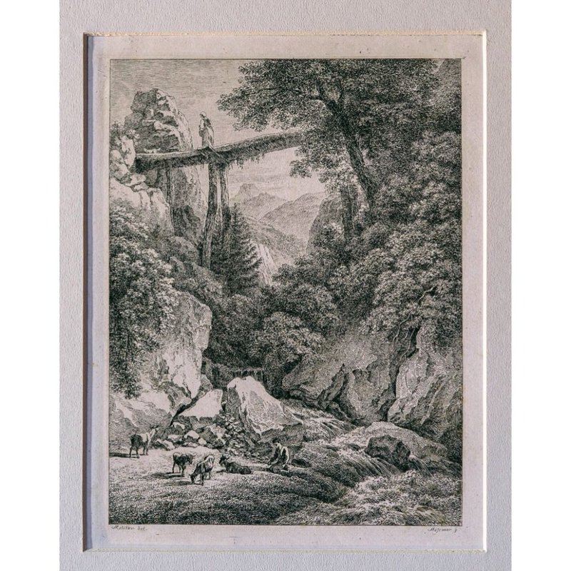 山谷中的牧群 Ein Ziegenhirt in felsiger Landschaft - 版画 - 海报/装饰画/版画 - 纸 