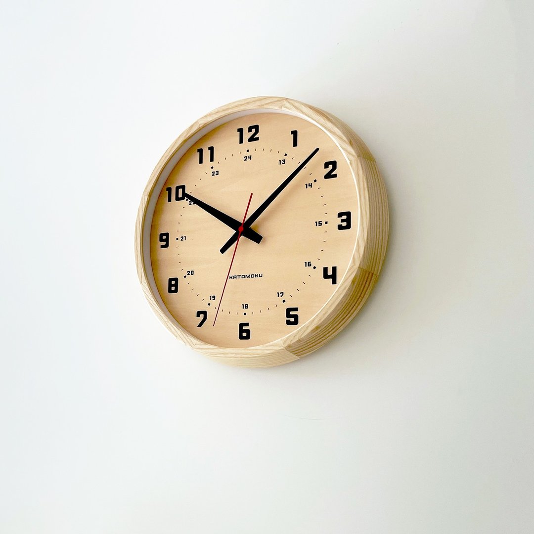 KATOMOKU muku clock 8  (km-81NA) 胶合板表盘 挂钟 日本制造 - 时钟/闹钟 - 木头 卡其色