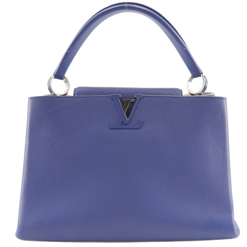 【日本直送】路易威登 LOUIS VUITTON Capucines MM 手提包 Parnasséa × Taurillon 皮革 蓝色/白色 AH5105 女仕【二手】 - 手提包/手提袋 - 真皮 蓝色