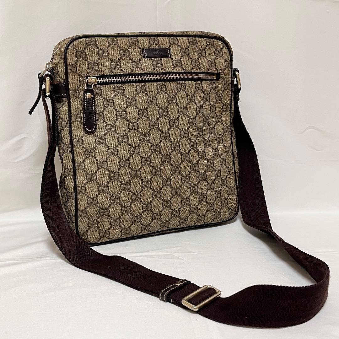 正品 GUCCI 古驰 侧肩包 斜背包 GG Supreme 帆布 米色 二手 日本直送 - 侧背包/斜挎包 - 其他材质 