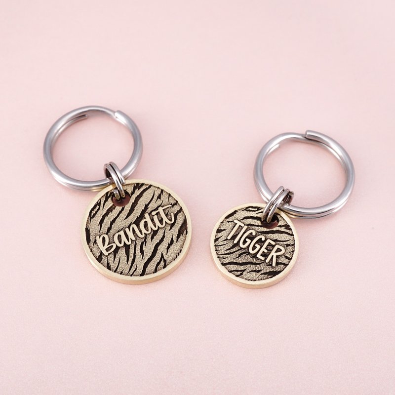 小黄铜老虎宠物牌 定制猫牌 小猫牌 小狗牌 - 项圈/牵绳 - 铜/黄铜 金色