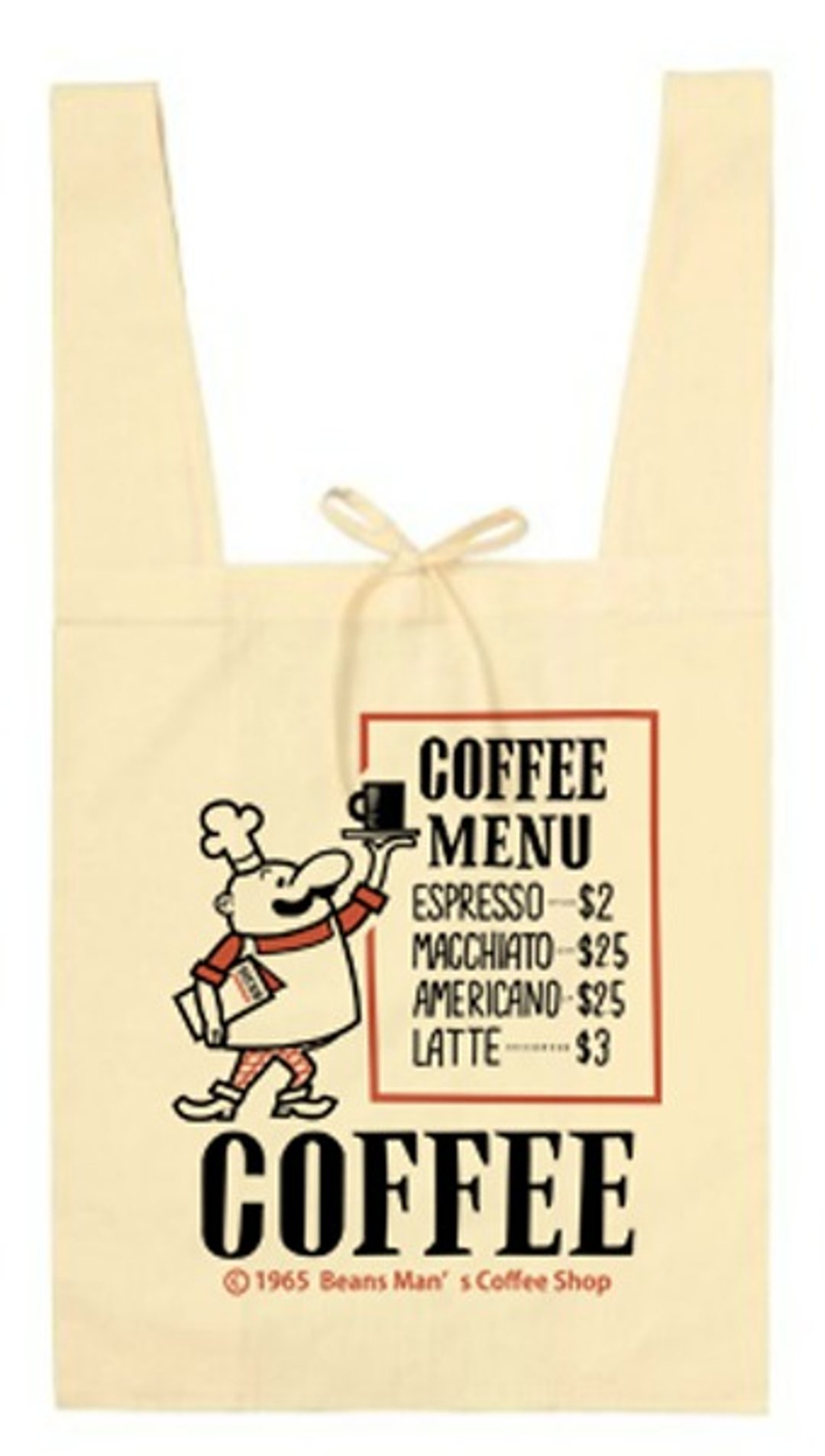 Beans Man of COFFEE SHOP shopping eco bag L size [order product] - 手提包/手提袋 - 纸 卡其色
