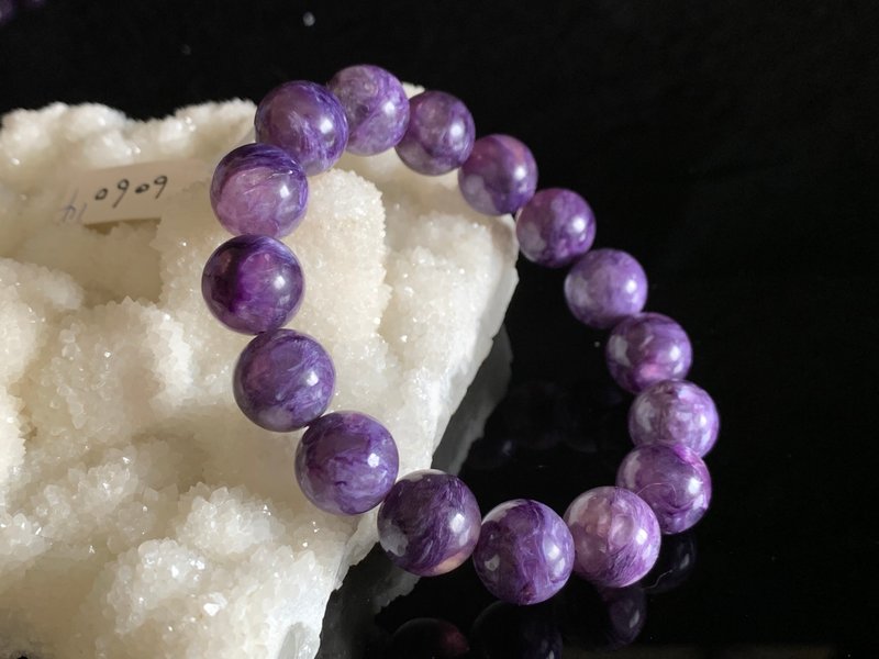 天然紫龙晶手链 圆珠 玉化紫龙晶手链 手串 送礼 能量水晶 - 手链/手环 - 水晶 紫色