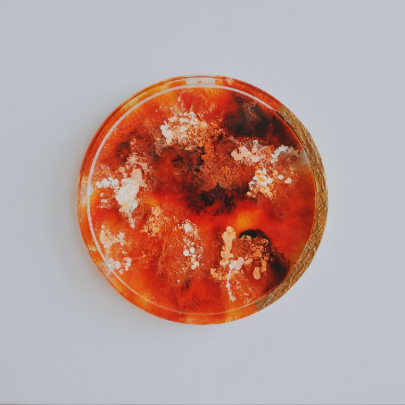 暖阳月光 树脂渲染冷水盘 - 杯垫 - 树脂 橘色