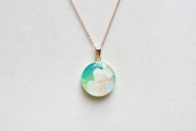 树脂艺术 圆形坠饰・带来雨的云 1・25mm - 项链 - 树脂 绿色