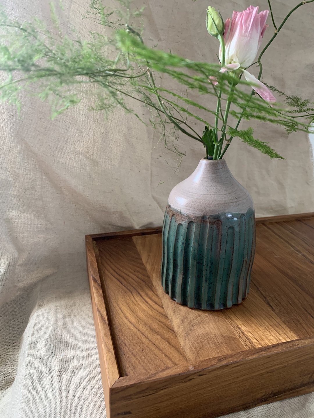 绿纹白-花器 - 花瓶/陶器 - 陶 