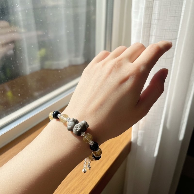 马年系列 花跃 彩曜石小马设计手链 - 手链/手环 - 水晶 黄色