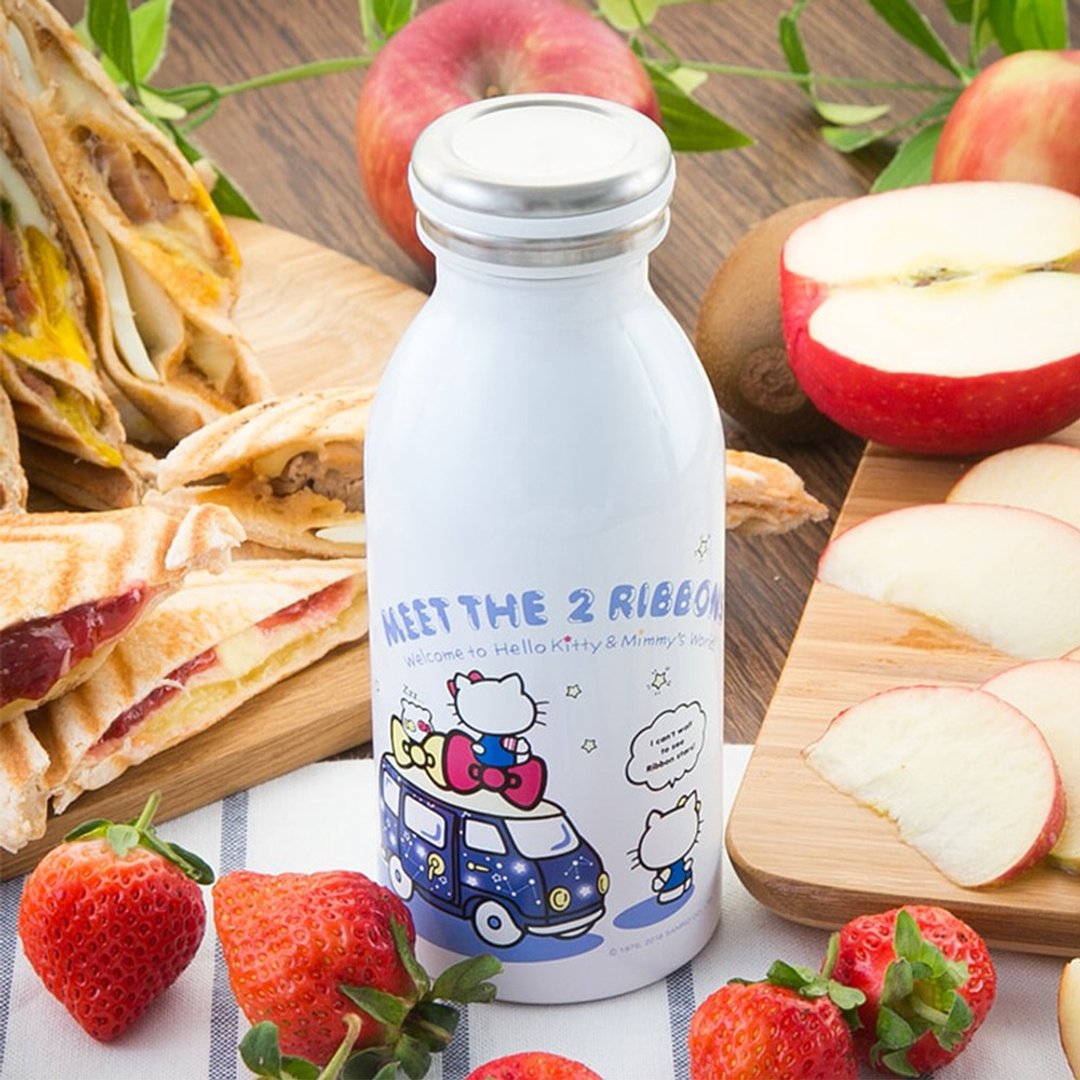 三丽鸥授权 Kitty Action长效保温牛奶瓶350ml - 白 赠杯套 - 保温瓶/保温杯 - 不锈钢 白色