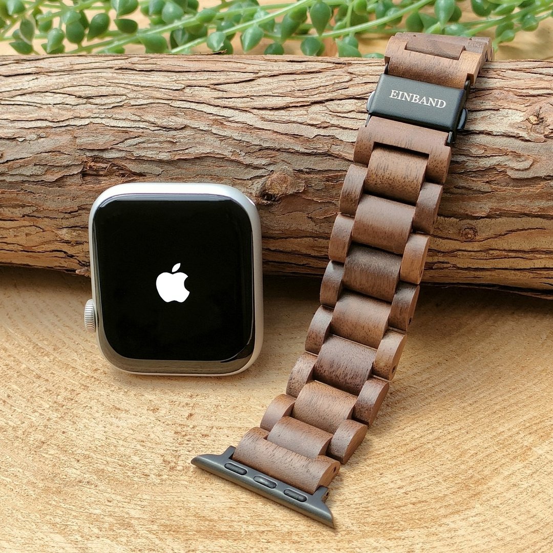 【木制表带】EINBAND AppleWatch 苹果表 天然木表带 木质表带 20mm【胡桃木】 - 女表 - 木头 咖啡色