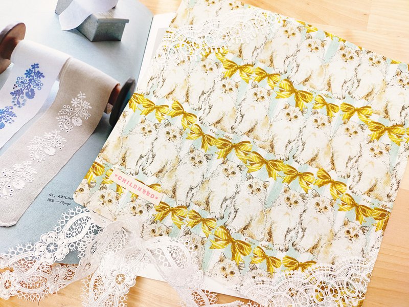 猫咪手帕巾 小方巾 优雅 蕾丝 女孩 - 手帕/方巾 - 棉．麻 