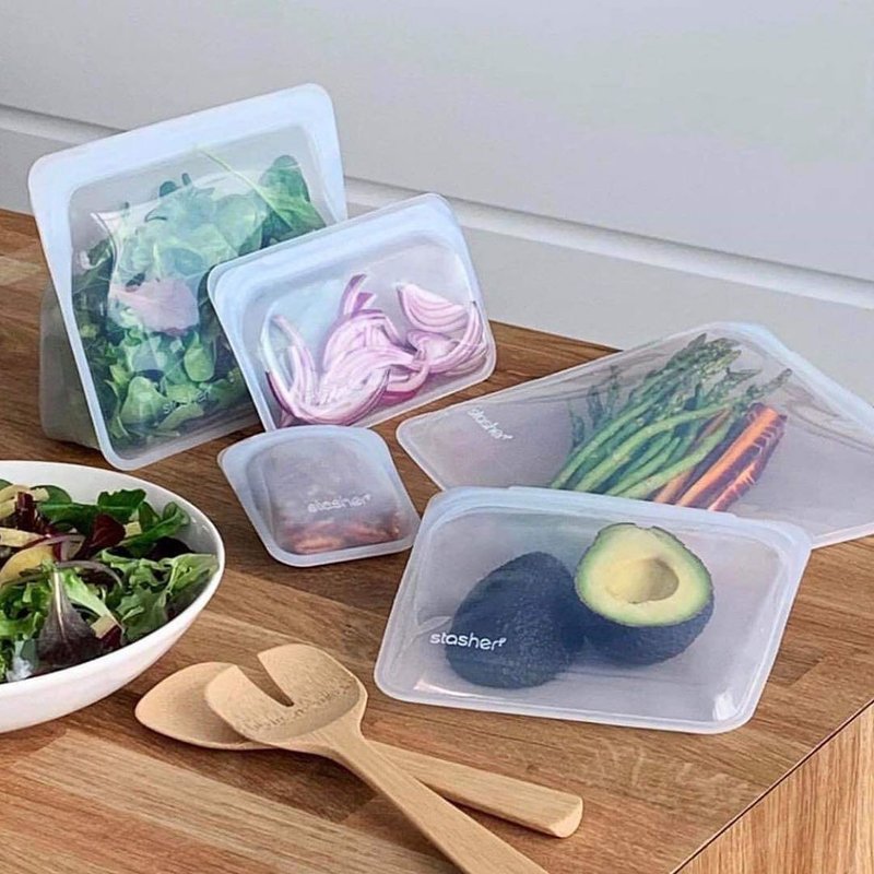 美国 Stasher 迷你站站硅胶密封袋-云雾白 - 便当盒/饭盒 - 硅胶 白色