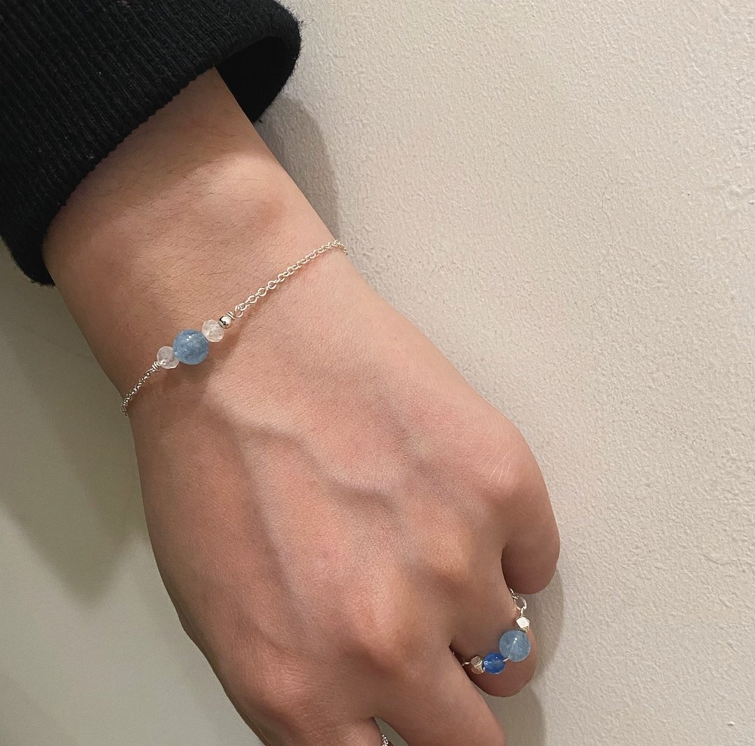 拾银 | 浪花纯银手链 | - 手链/手环 - 纯银 蓝色