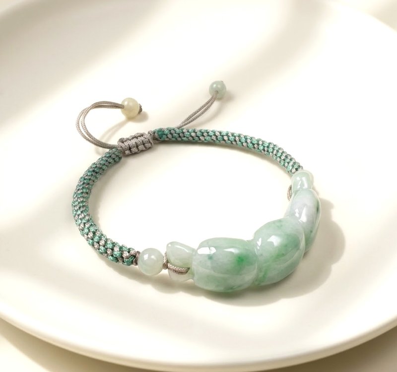 【福禄】飘绿花翡翠糖果编织手链 | 天然缅甸玉翡翠A货 | 送礼 - 手链/手环 - 玉石 多色