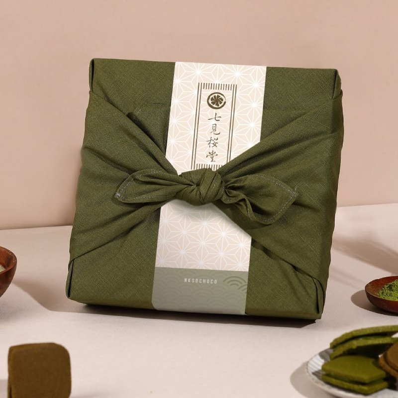 【七见樱堂】抹茶风吕敷综合手工饼干礼盒 - 手工饼干 - 新鲜食材 
