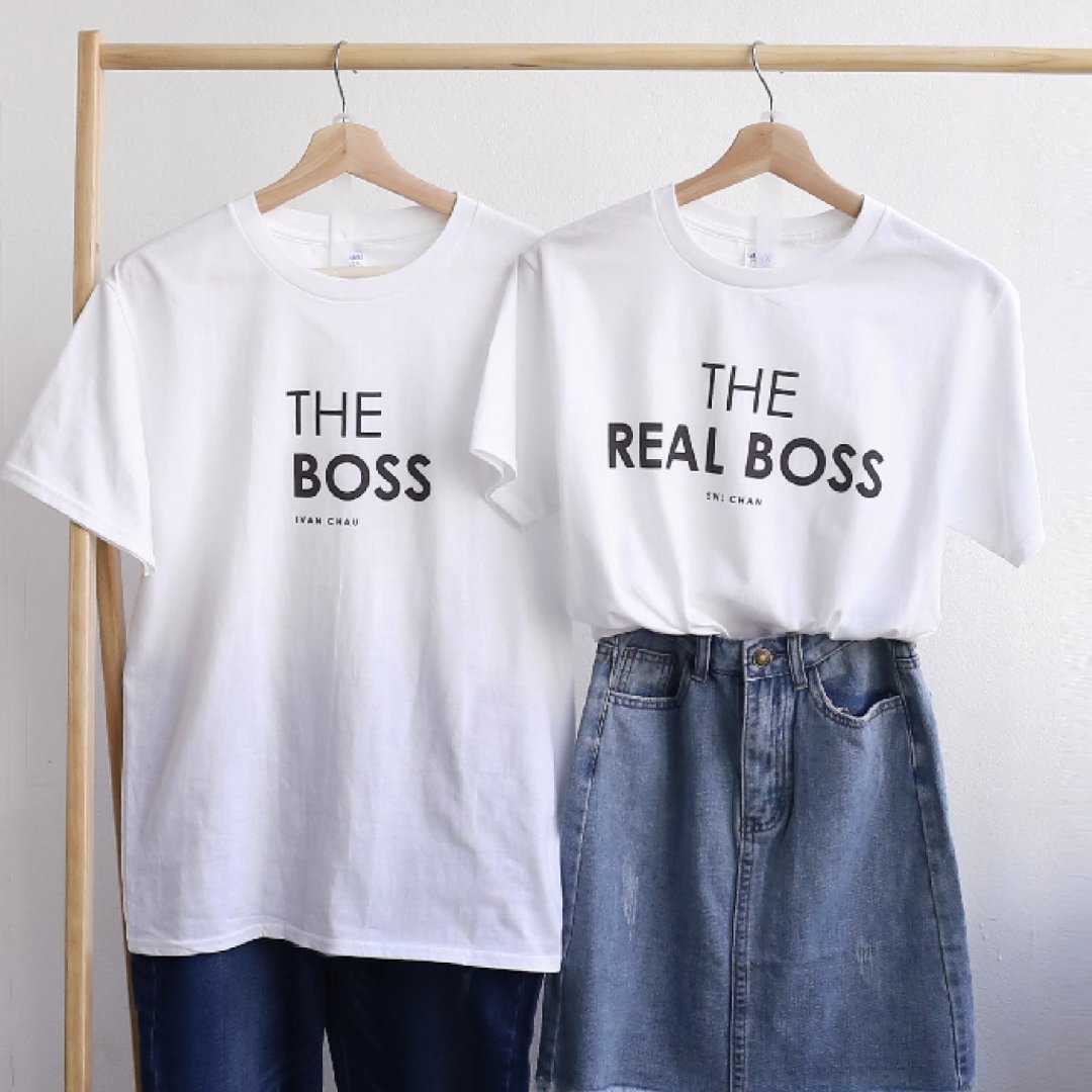 定制化情侣装香港原创 订制短袖 T 恤女 The Real Boss - 女装 T 恤 - 棉．麻 多色