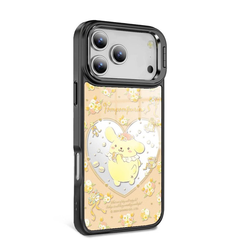 iPhone全系列军规防摔合金框隐形立架镜面磁吸壳-捧花布丁狗-黑框 - 手机壳/手机套 - 其他材质 多色