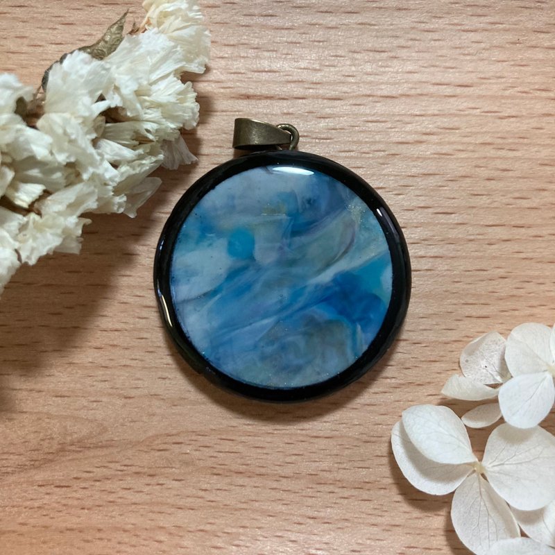 再生项链吊坠-蓝白晕染 NP004 - 项链 - 木头 