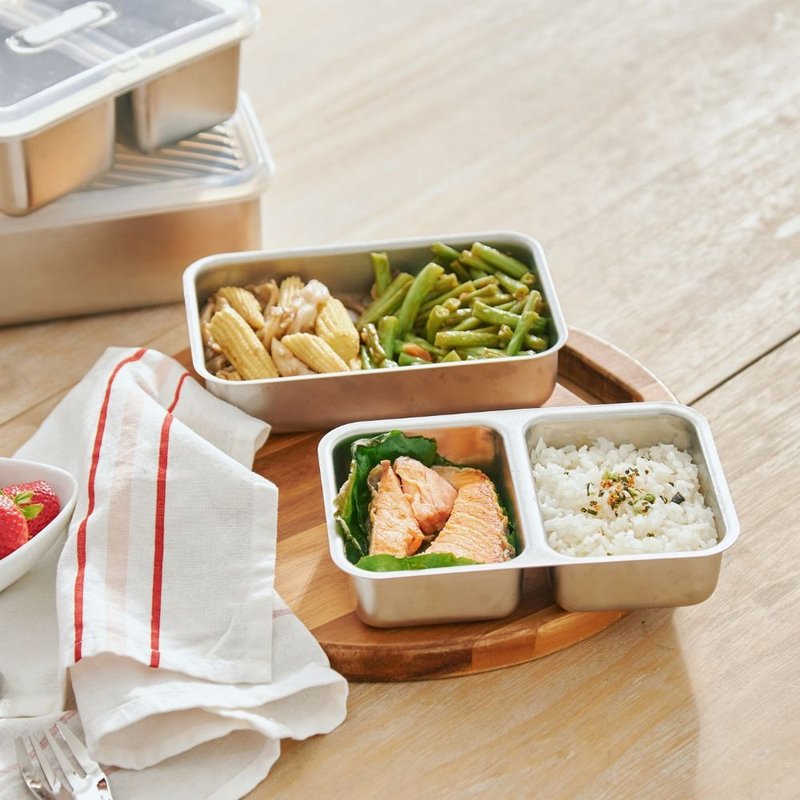 【 减醣好食组 】Double Box 211 餐盒 - 便当盒/饭盒 - 不锈钢 银色